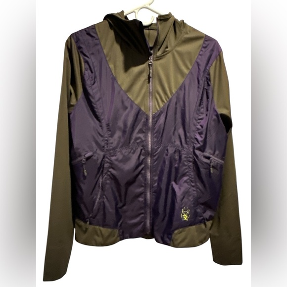 Spyder olive purple Widow hooded windbreaker jacket - Picture 1 of 8